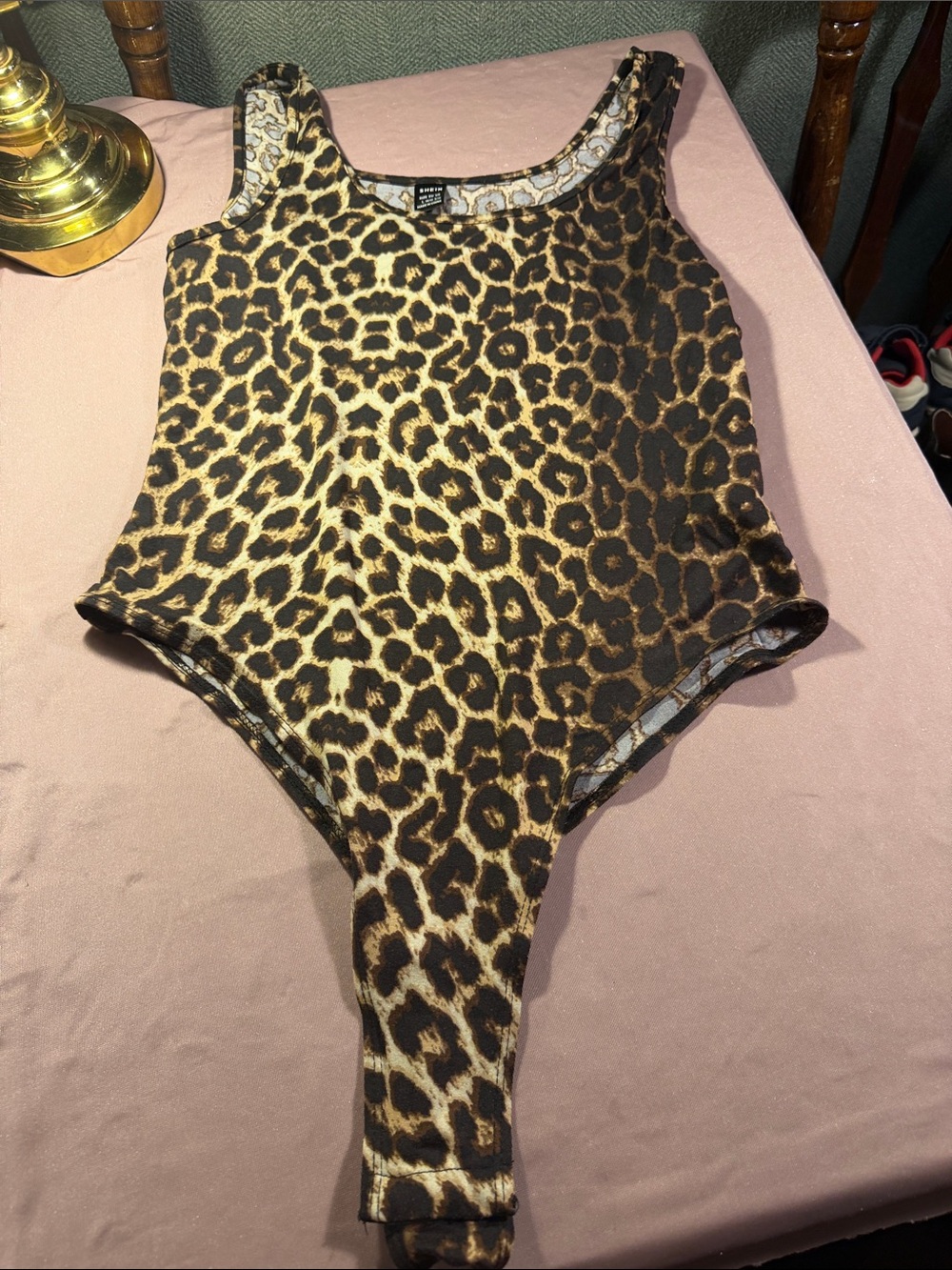 SHEIN Leopard Print Kids Romper - Brown & Black